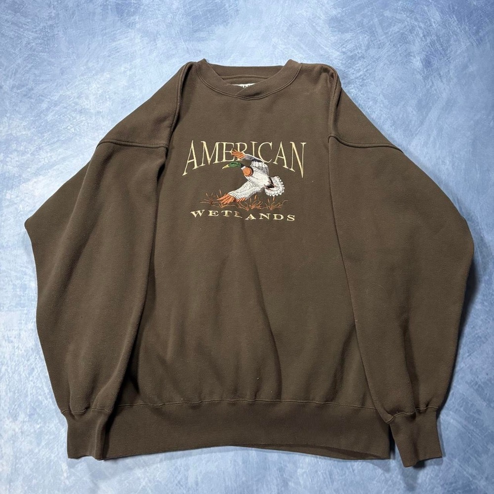 Briar Creek vintage American Wetlands bird brown crewneck sweatshirt